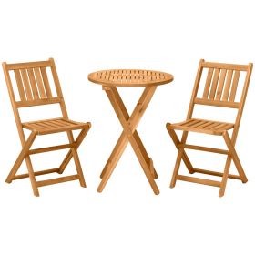 3-Piece Folding Acacia Wood Bistro Set – Portable Patio Table & Chairs