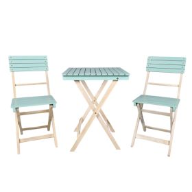 3-Piece Folding Acacia Wood Bistro Set – Compact Patio Table & Chairs