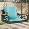 Outdoor Hanging Patio Chair – Poly Rattan Swing Seat with Cushions, Black & Blue