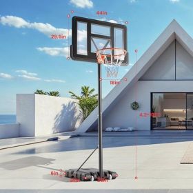 Portable Basketball Hoop 44" Backboard – Adjustable 4.2–10 FT Outdoor Goal System with Wheels