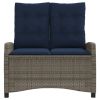 Reclining Patio Bench with Cushions Gray Poly Rattan