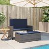 Patio Bench with Cushions and Footstool Gray Poly Rattan