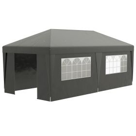 Outsunny 10' X 19.5' Pop Up Canopy Tent With Sidewalls, Height Adjustable Large Party Tent Event She (Option: Gray)